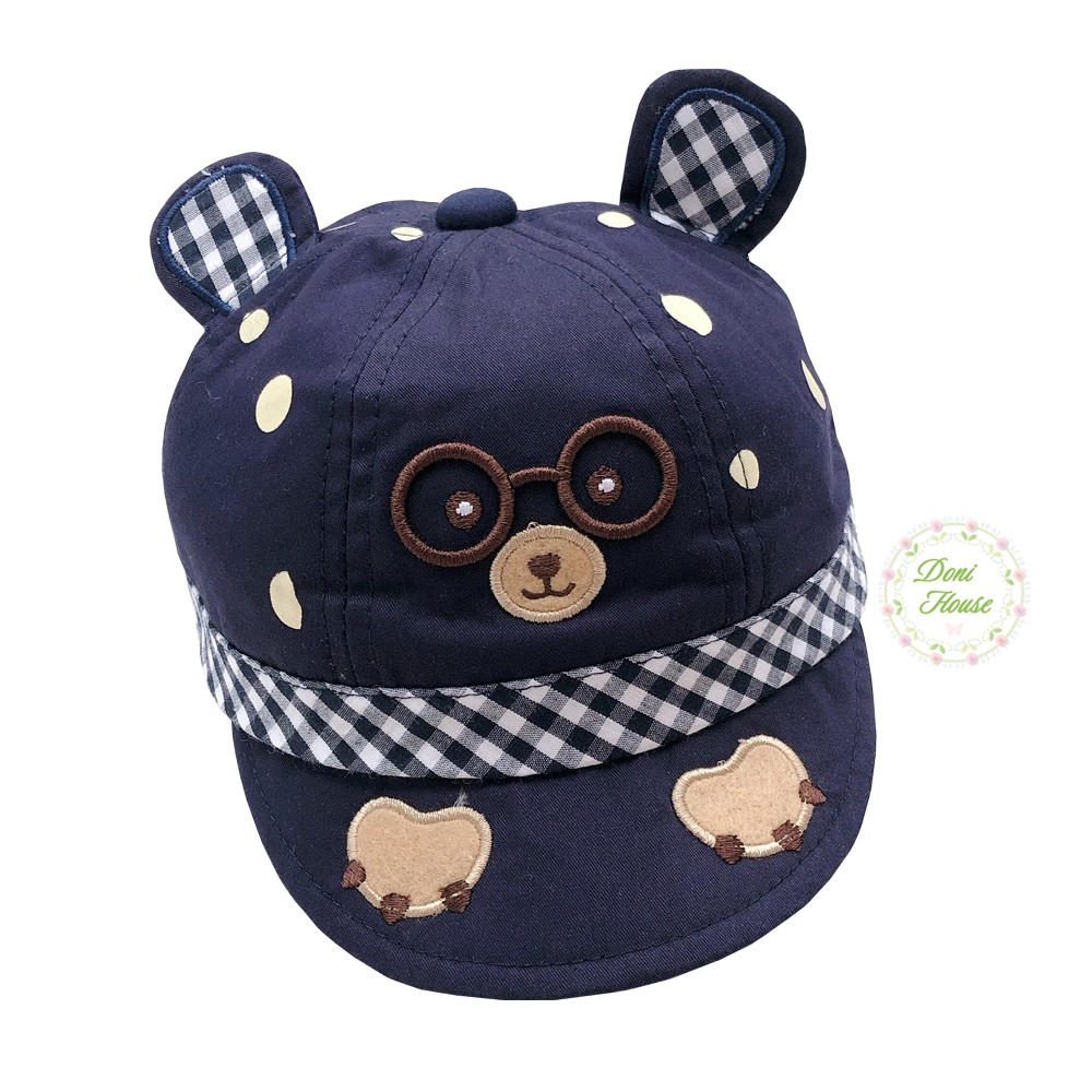 [Bé Dưới 1,5 Tuổi] Nón Kết Mũ Lưỡi Trai Từ 1 Tuổi Vòng Đầu 47cm Cho Bé Trai Bé Gái Thêu Mặt Gấu Với 2 Tai Dễ Thương NK41