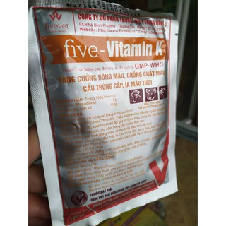five Vitamin K 100g Tăng cường đông máu, cầm máu Chó Mèo Gia súc Gia cầm