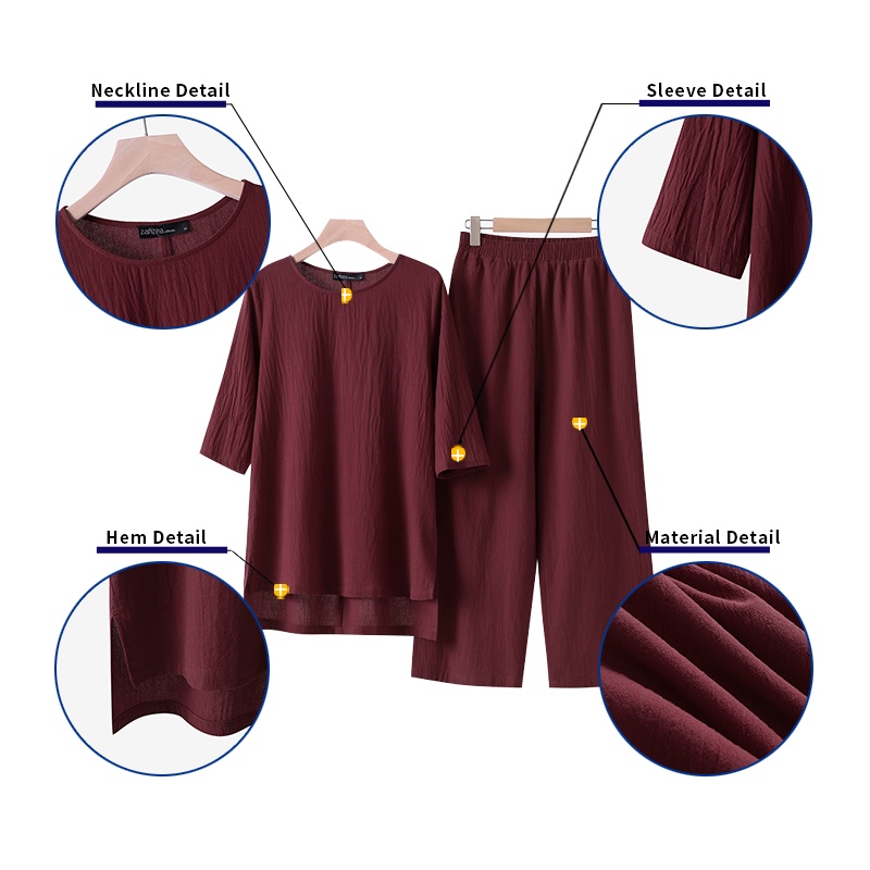 Zanzea Set Áo Thun Ngắn Tay Cổ Tròn + Chân Váy Xẻ Tà Thời Trang Nữ