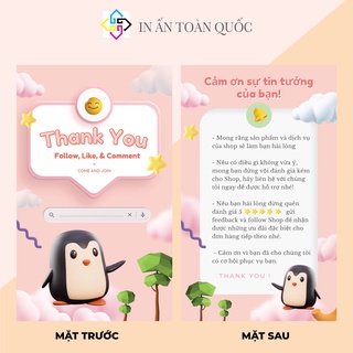 100 Thiệp cám ơn, Thankyoucard, Cám ơn gửi kèm theo gói shipcod, 100 cái size 9x5.5cm mẫu 3d