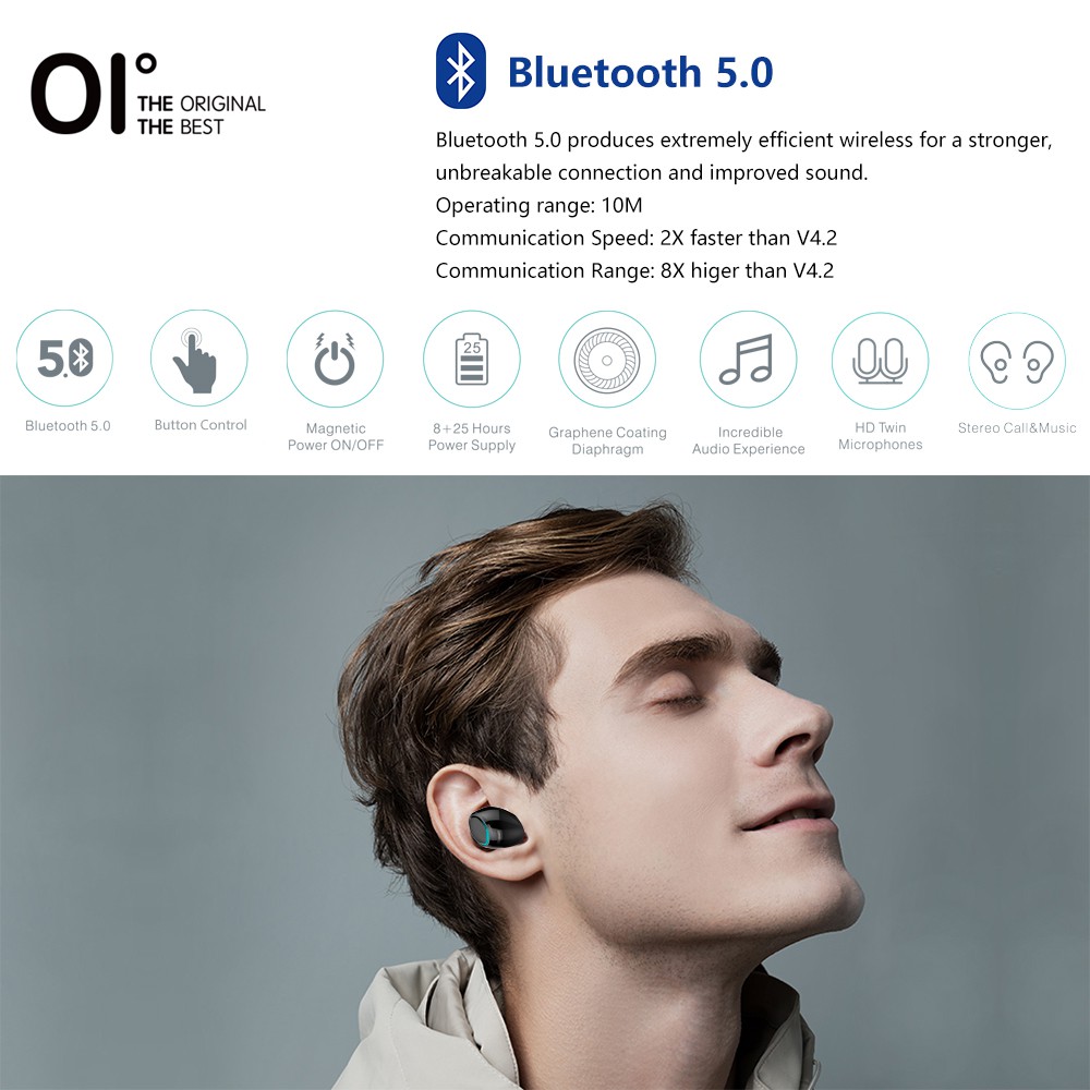 Tai nghe không dây OI bluetooth 5.0 màn hình LCD cao cấp