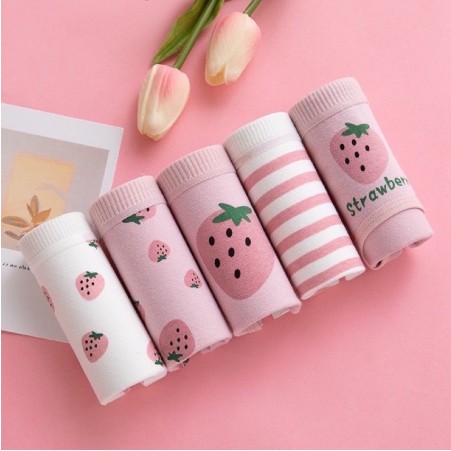 Quần Lót Nữ  ❤️FREESHIP❤️ Quần Chip Gân Tăm Kháng Khuẩn - Quần Chip Cotton Co Dãn 4 Chiều Quả Dâu CuTe (Chọn Màu)