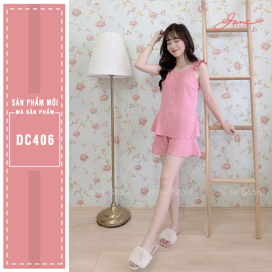 Bộ đồ mặc nhà JANE chất liệu vải đũi màu hồng DC406 , JANE bộ đồ mặc nhà chất liệu đũi tự nhiên | BigBuy360 - bigbuy360.vn