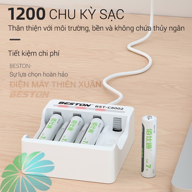 Pin sạc AAA Beston 500mWh pin thay thế cho pin AAA 1.5V (2 Viên AAA) cho remote, đồ chơi trẻ em, đồng hồ