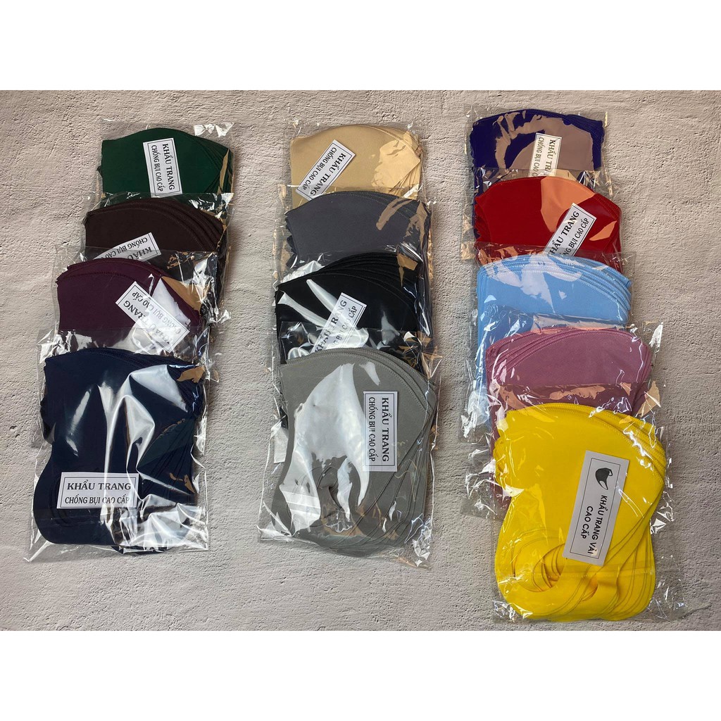 Set 5 Khẩu trang Su (Thun Poly 2 da) cao cấp theo màu