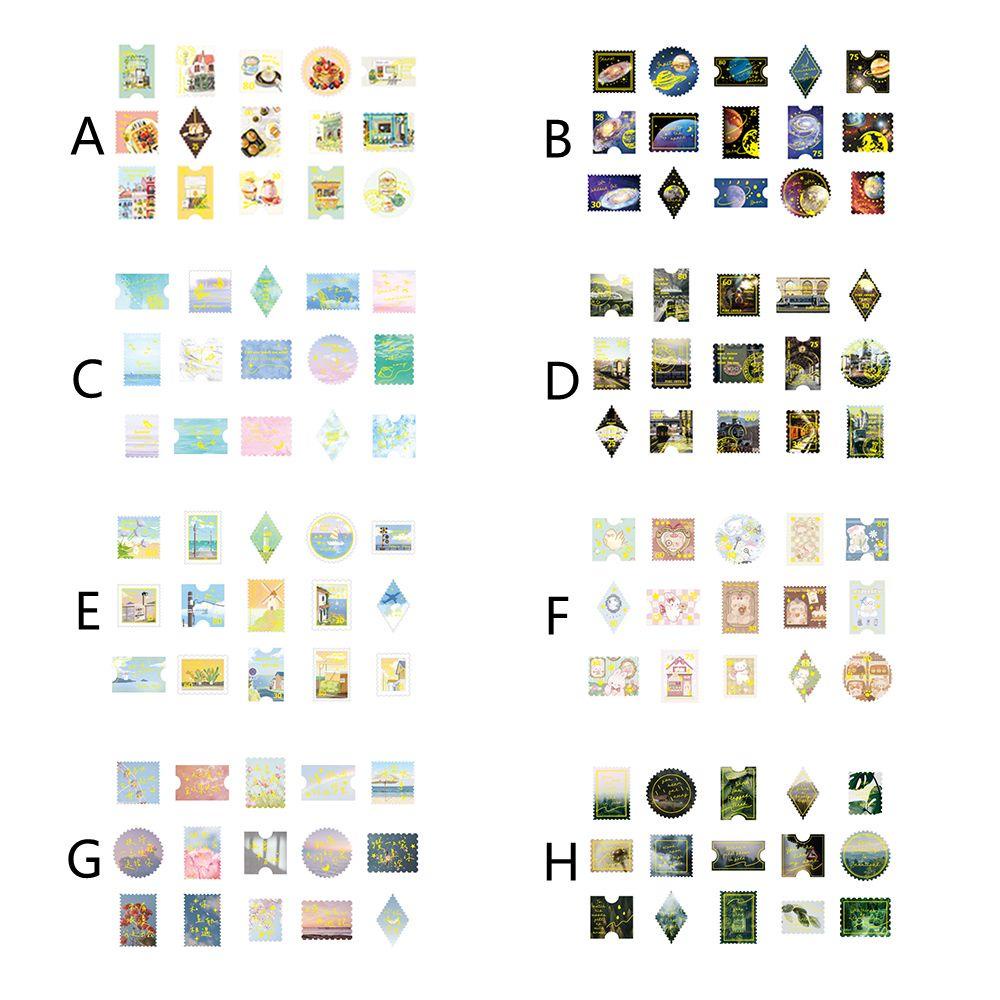 Set 45 Sticker Dán Trang Trí Album Ảnh DIY Hình Khu Rừng Đầy Sao Phong Cách Retro