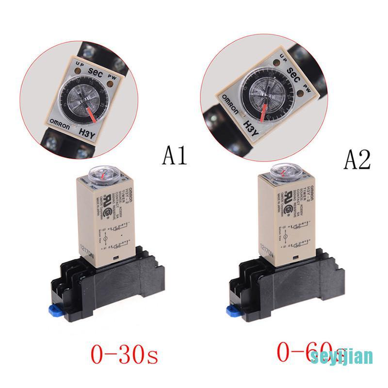 Rơ Le Thời Gian Trễ 220V H3Y-2 0-30s / 60s DPDT &amp; Base