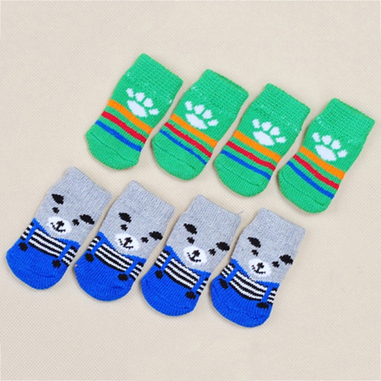 Set 4 Vớ Cotton Dệt Kim Chống Trượt Cho Thú Cưng