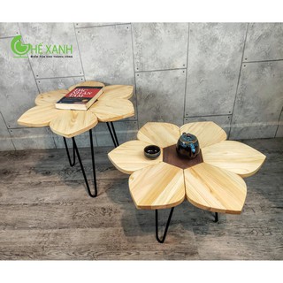 Bàn trà sofa hình cánh Hoa Sen - gỗ Wenge - chân sắt đặc sơn tĩnh điện