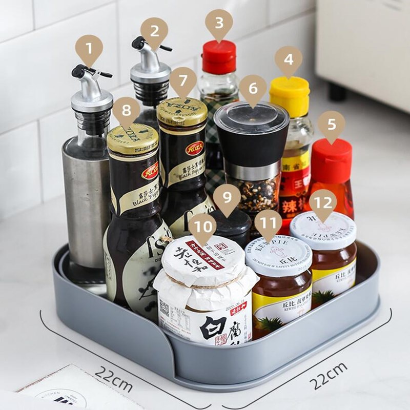A - LIFE Khay Đựng Gia Vị Hình Vuông Có Thể Xoay Gắn Dưới Bồn Rửa Chén / Tủ Lạnh / Tủ Lạnh Cho Nhà Bếp / Tủ Lạnh / Hàng Có Sẵn * Giao Hàng Nhanh Chóng