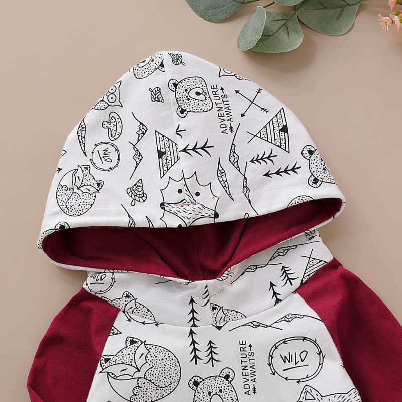 Set Áo Hoodie Và Quần Dài In Hoạt Hình Dễ Thương Cho Bé