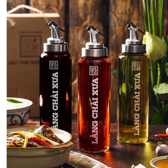 [ Hàng nhập khẩu ] Bình rót một chạm CAO CẤP One Touch Open Làng chài xưa 500ml đựng nước mắm, dầu ăn (thuỷ tinh) | BigBuy360 - bigbuy360.vn