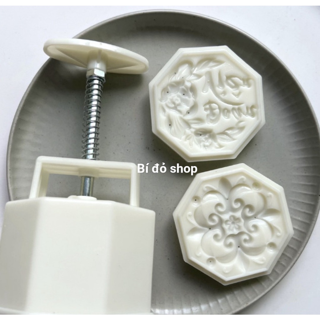 Khuôn trung thu lò xo BÁT GIÁC ĐOÀN VIÊN 2 mặt 1 nhấn 150g