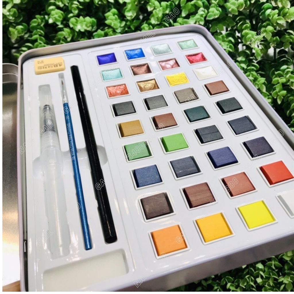 Sét  sơn nước,màu loang nhũ trang trí móng tay 36 màu kèm phụ kiện hót hít