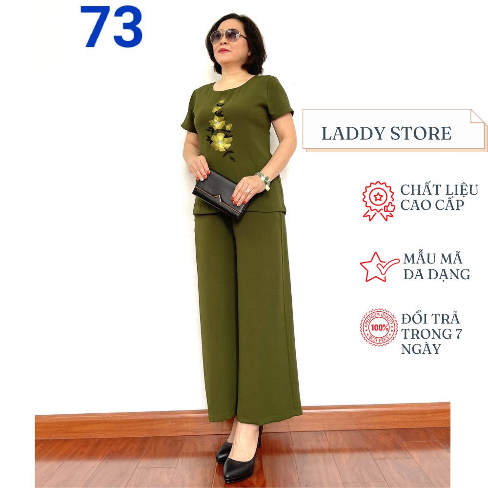 Đồ bộ trung niên đẹp 2021 Chất Liệu Đũi Cao Cấp Vải Loại 1 Không Nhăn Không Xù Khi Giặt 72 - Laddy Store