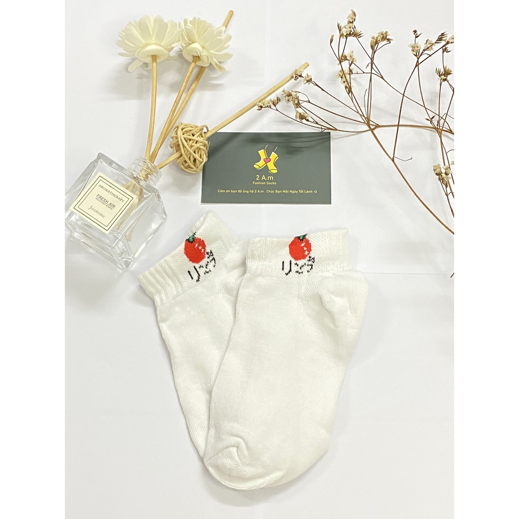 Tất Vớ Cổ Ngắn Nam Nữ Họa Tiết Trái Cây Thời Trang Unisex Hàn Quốc