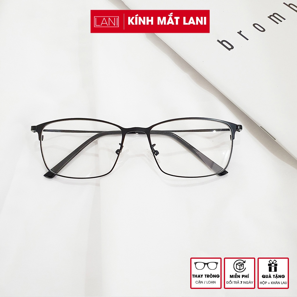 Gọng kính nam nữ thời trang dáng chữ nhật kim loại thanh mảnh Lani 9042 - Lắp mắt cận có độ theo yêu cầu