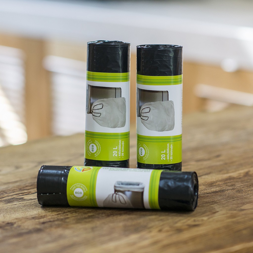3 cuộn túi rác rút dây 60 túi 20-25L tự hủy sinh học Vipaco