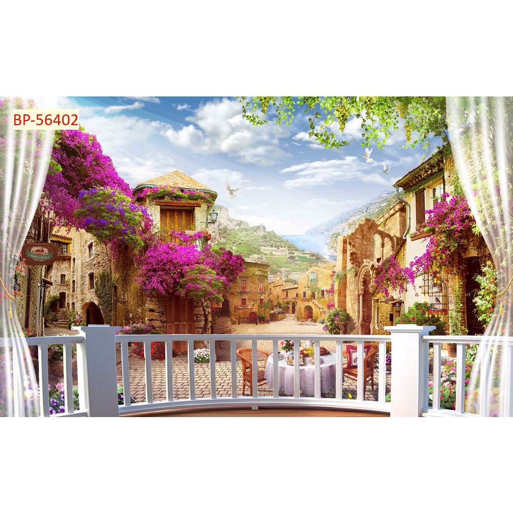 Tranh dán tường cửa sổ phòng ngủ, phòng khách sang trọng