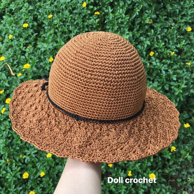 Mũ vành sò sợi thô - mũ handmade