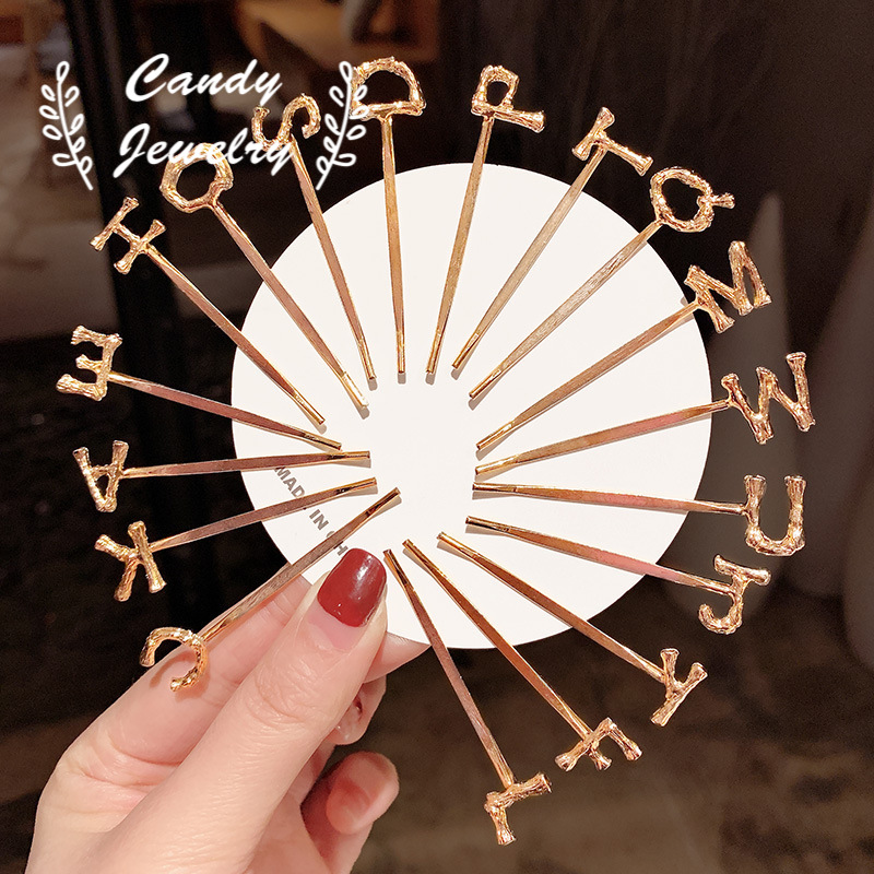 Kẹp tóc hình chữ cái tuỳ chọn bằng kim loại thời trang cho nữ