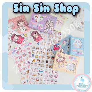 Set/hộp 12 tấm sticker lớn hoạt hình cô gái dễ thương- sinsin