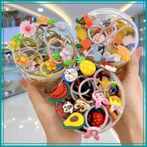 Hộp 30 Dây Cột Tóc Cho Bé Hoạt Hình Siêu Dễ Thương LỖI 1 ĐỔI 1