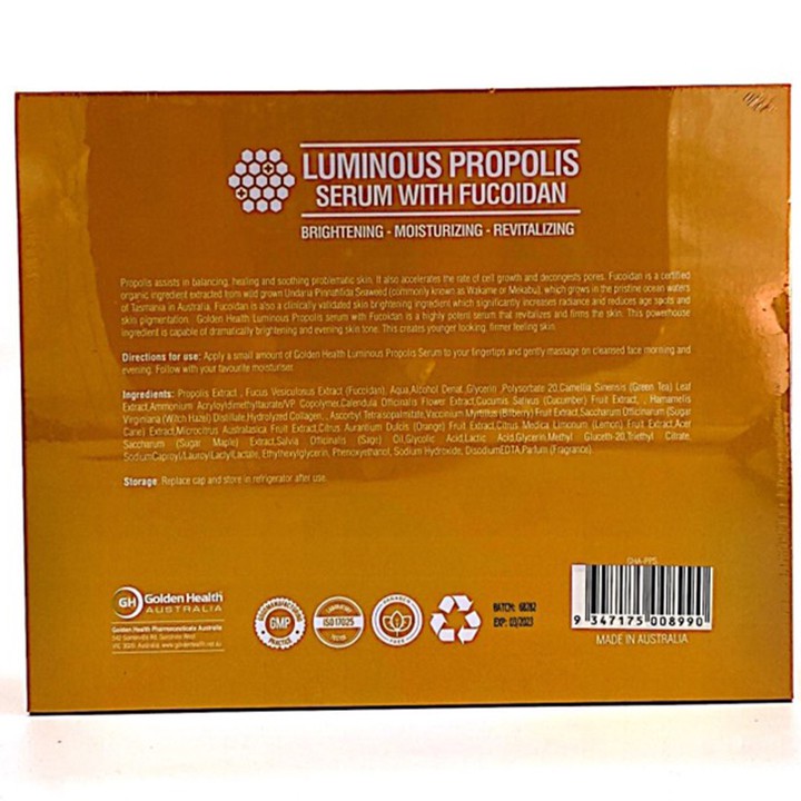 Serum Dưỡng- Trắng Da Cao Cấp Hiệu Golden Health Luminous Propolis Serum with Fucoidan 5 x 10 ml
