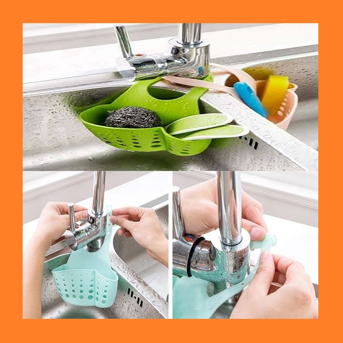 [ 02 cái ] Giỏ treo đựng đồ rửa chén - túi cao su treo vòi nước tiện dụng