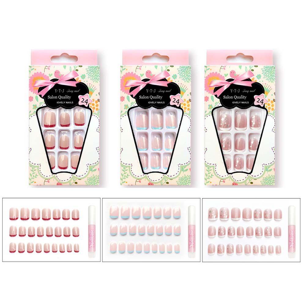 Móng Tay Giả Tự Dính Dạng Nhấn Màu Gradient Thời Trang