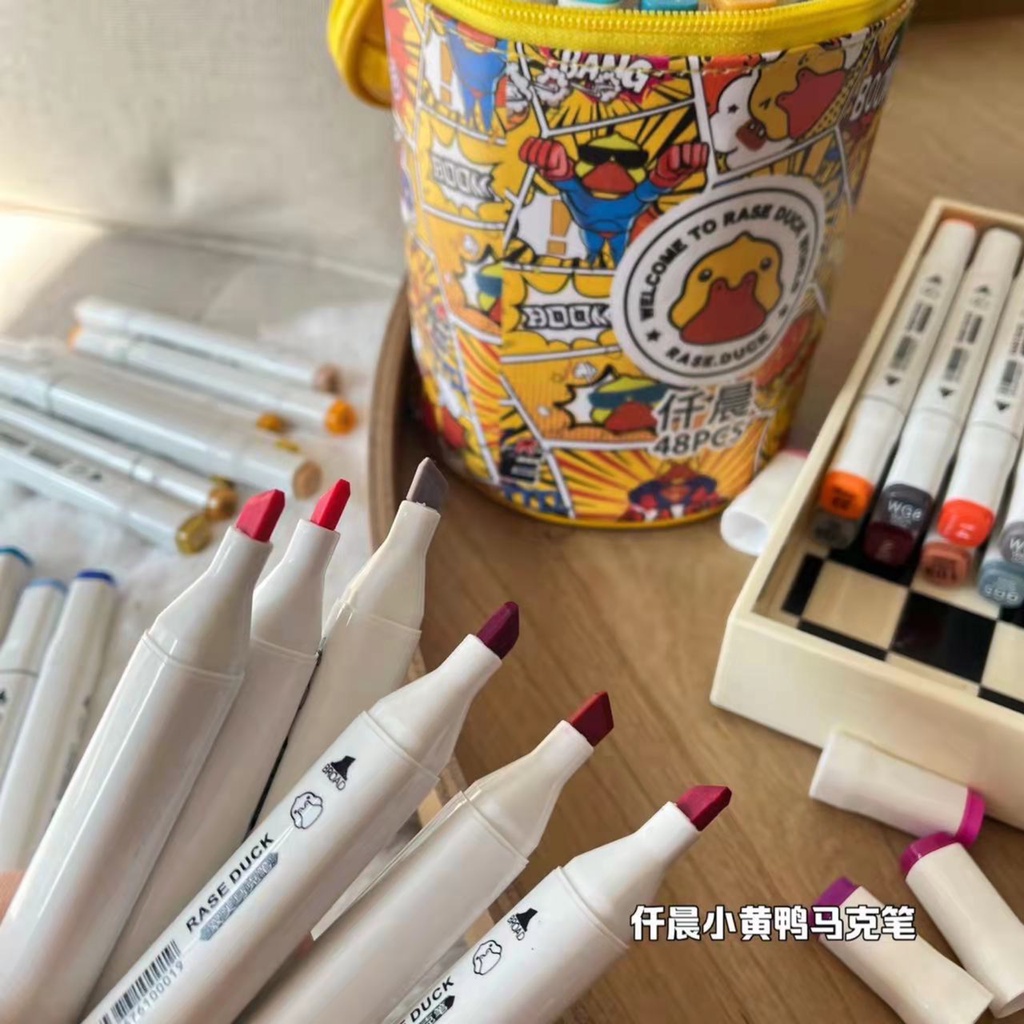 [Mã KINGV78 giảm 50K đơn 99K] Bút màu marker Duck Kids hai đầu cao cấp họa cụ tô màu dạ vẽ tranh anime Bộ 48 màu