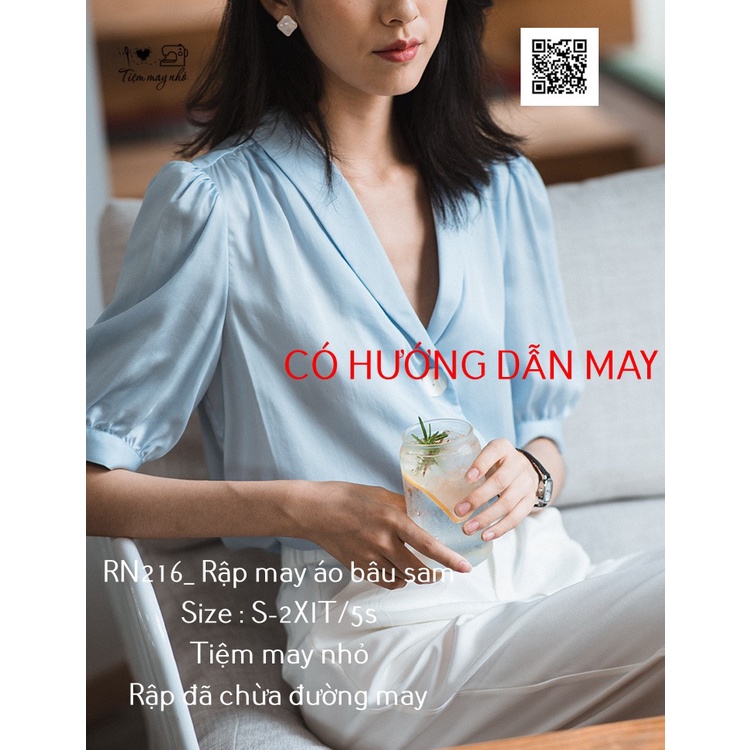 RN216_rập giấy may áo bâu sam nữ