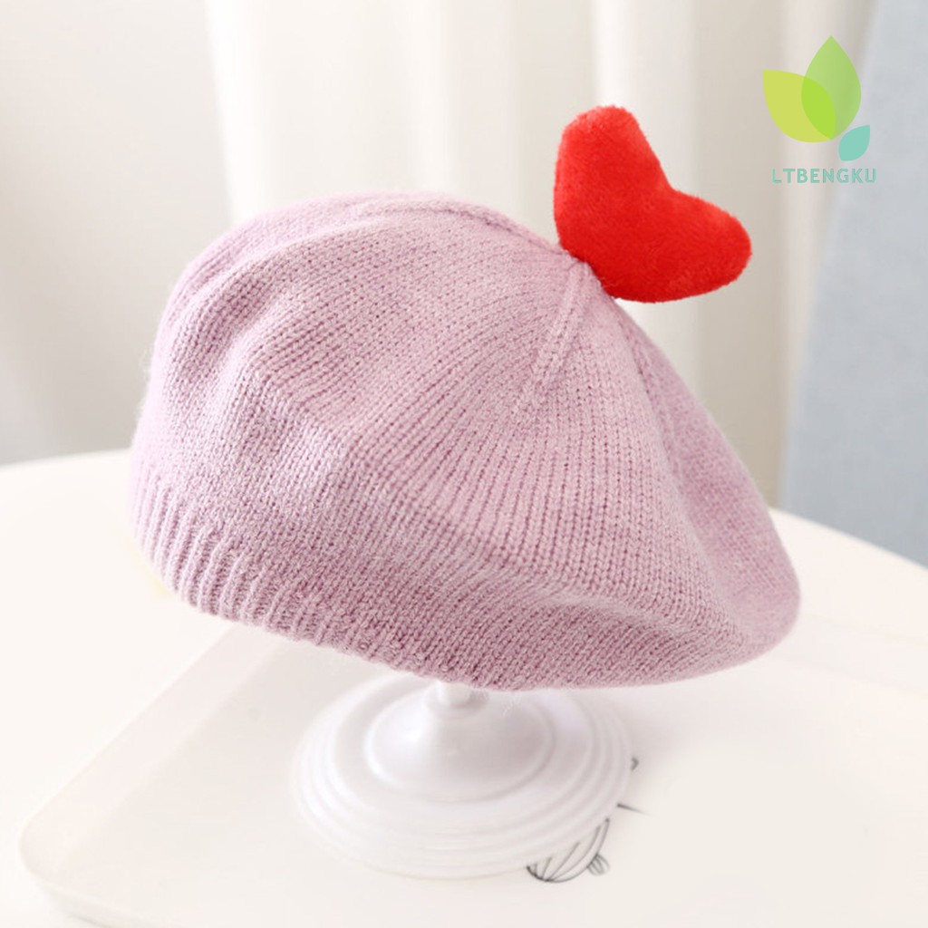 Mũ beanie trang trí trái tim trên đỉnh đáng yêu dành cho bé gái