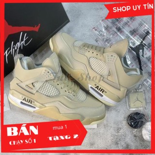 3Giày air jordan 4 retro off white kem , Giày sneaker JD4 màu kem siêu hot mới nhất