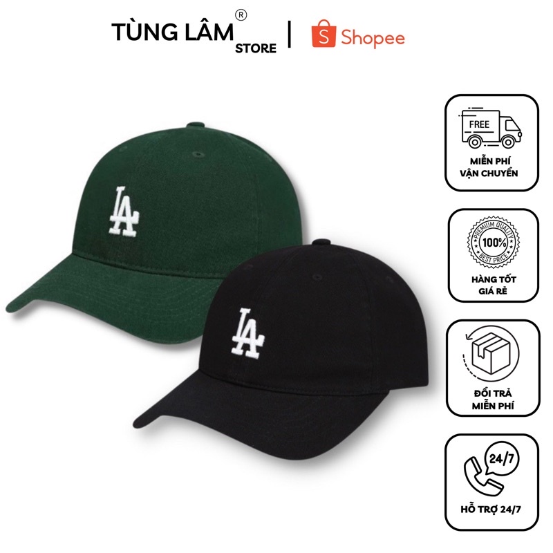 Mũ Lưỡi Trai Unisex MLB Thêu Chữ LA + NY Chất Liệu Vải Kaki , Nón Lưỡi Trai Hàn Quốc