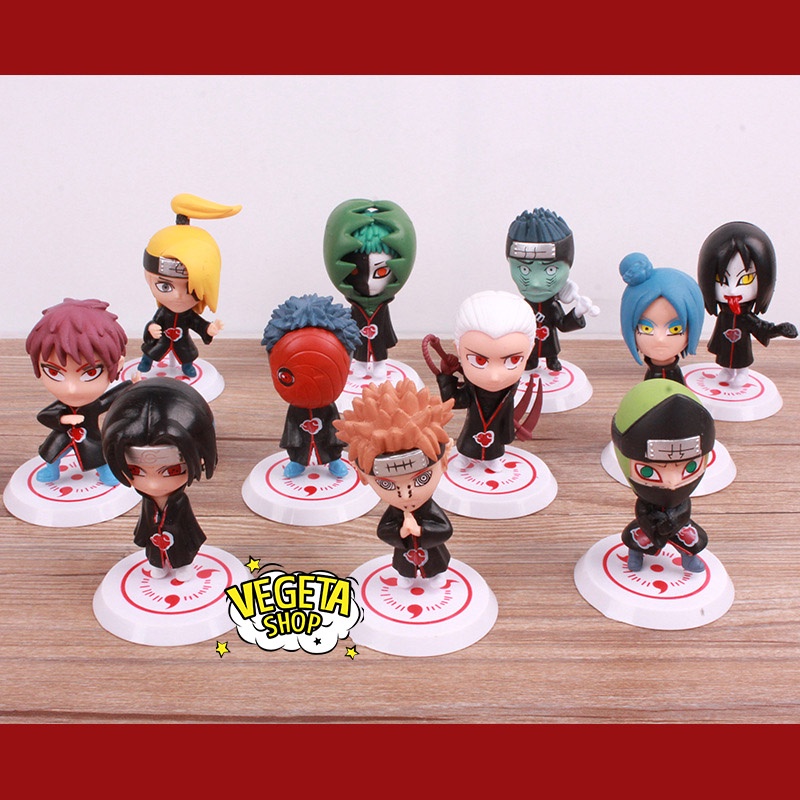 Mô hình Naruto - Team Akatsuki - Figure Set 11 nhân vật trong Naruto Chibi - Cao 7cm