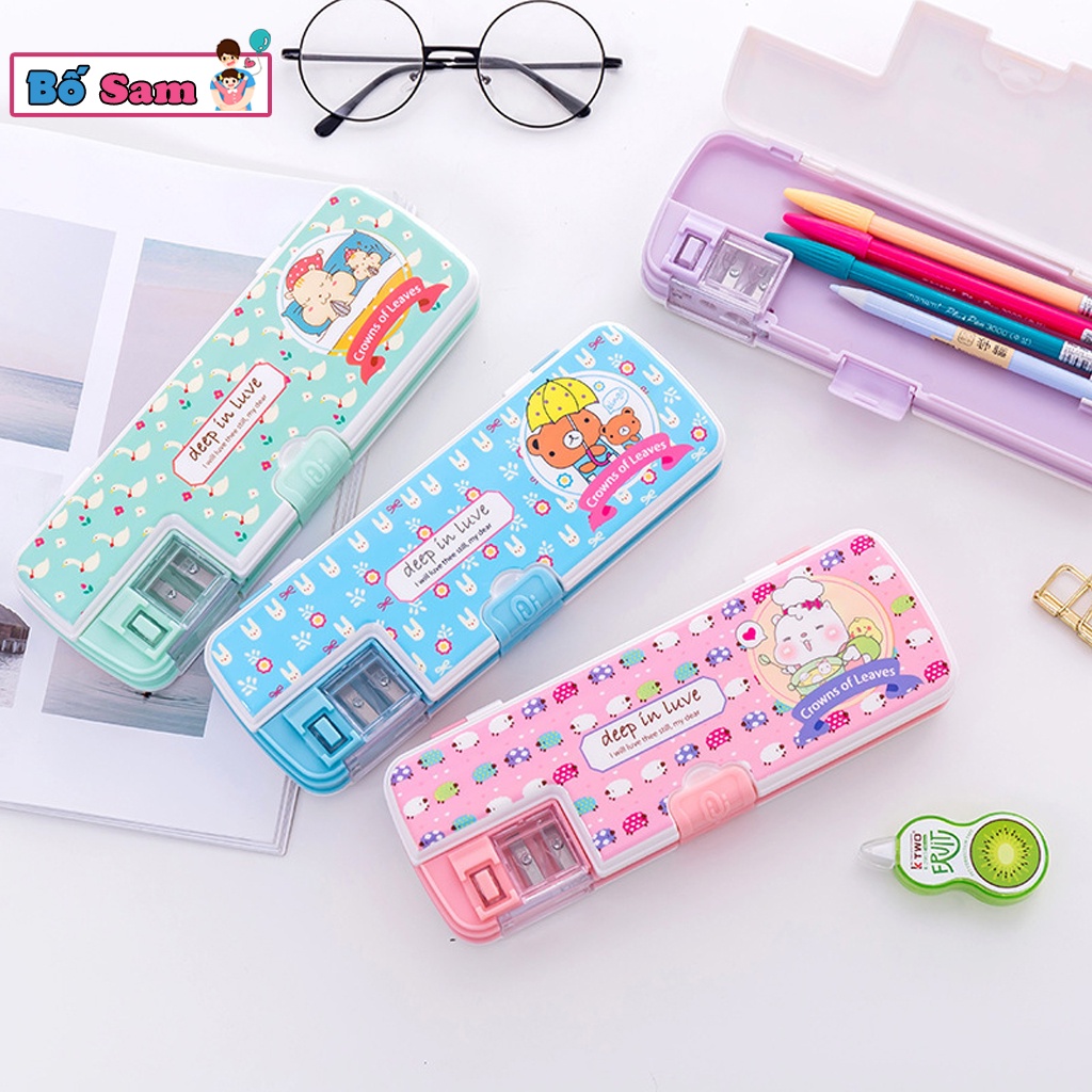 Hộp bút đa năng 2 ngăn cho học sinh tiểu học có gọt bút chì dễ thương Shop Bố Sam