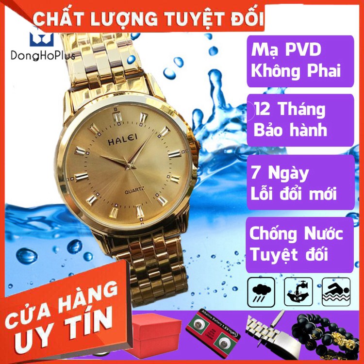 HÀNG NHẬP KHẨU -  Đồng hồ nam giá rẻ Halei 502 hàng chính hãng cao cấp, dây thép, chống nước hoàn toàn, tắm, đi mưa, bơi