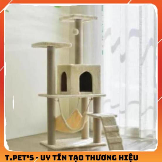 Trụ mèo leo trèo 3 tầng Nhà cây cho mèo cao 1,4m cat tree dụng cụ cào móng