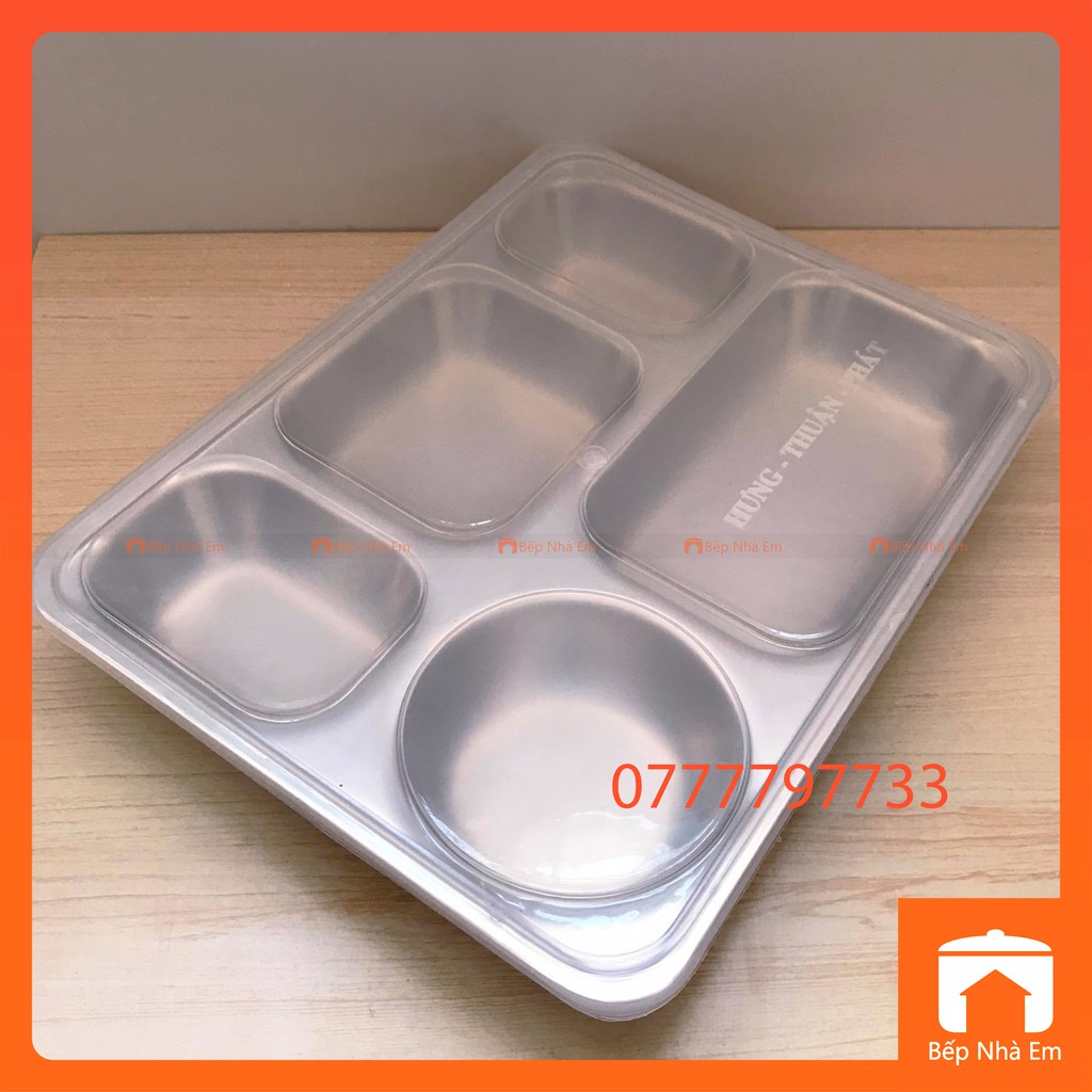 Khay Cơm Phần 5 Ngăn Sâu Inox 304 Cao Cấp - Hàng Việt Nam Sản Xuất