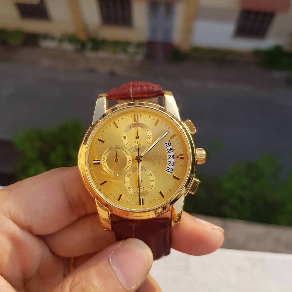 [Tặng vòng tay]Đồng hồ nam NIBOSI chính hãng NI2353.21 dây da cao cấp chống nước