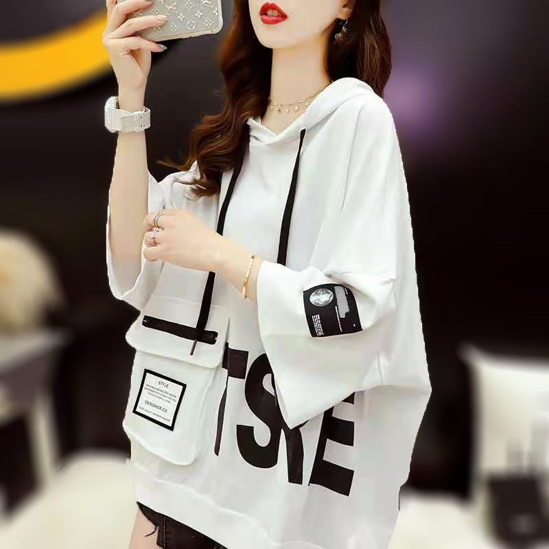 Áo Hoodie Ngắn Tay Dáng Rộng 2021 Thời Trang Cá Tính