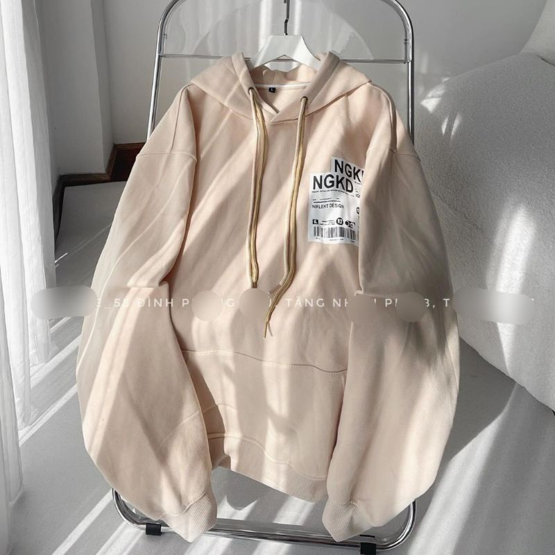 Áo Hoodie NGKD Màu Be Siêu Hot Tay Bồng Form Unisex