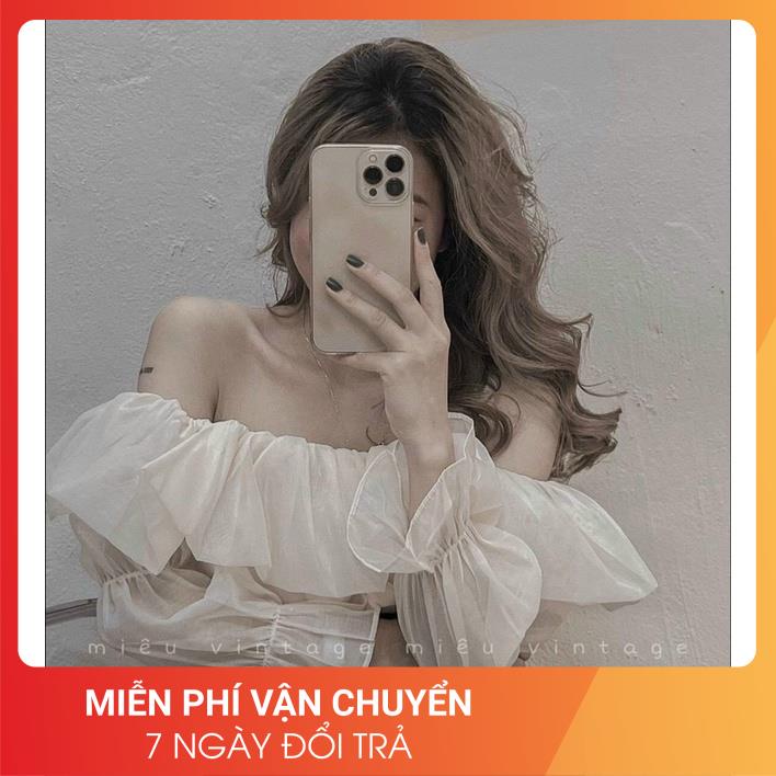[LOẠI 1- FREESHIP] Set trễ vai tiểu thư sang chảnh 🌸 Set áo trễ vai voan tơ kèm chân váy chữ A cúc ngọc 🌸 | BigBuy360 - bigbuy360.vn