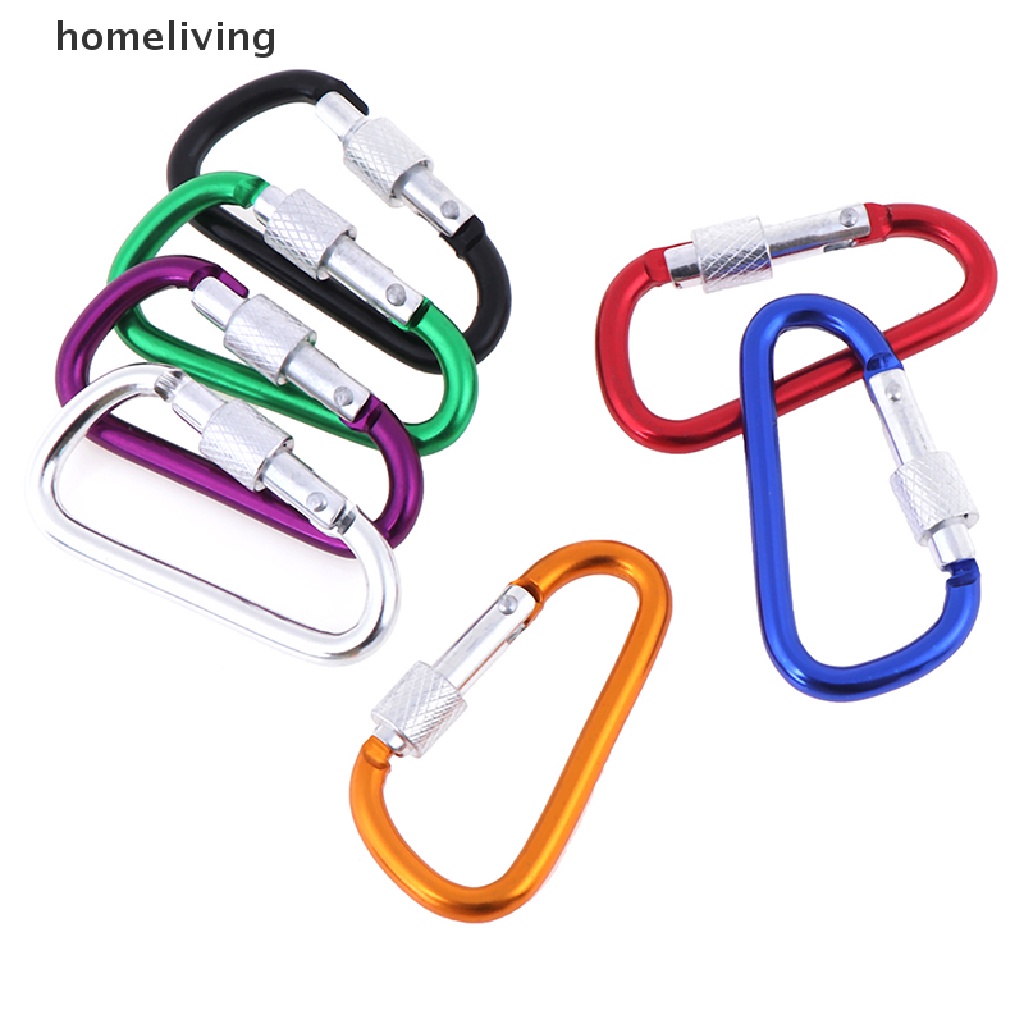 homeliving 2pcs Random Aluminum Carabiner D-Ring Key Chain Clip Outdoor Hook Buckle .