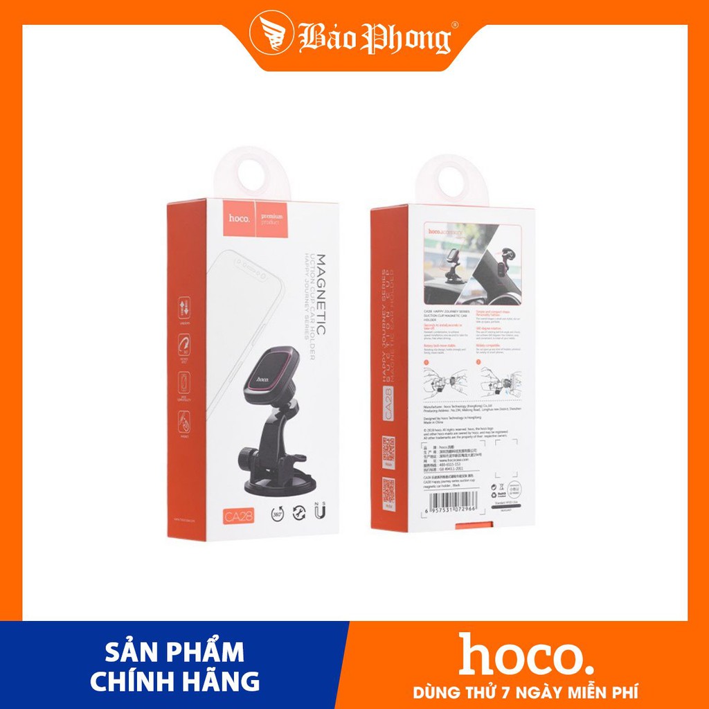 Giá đỡ điện thoại HOCO CA28 trên xe hơi ô tô Dành cho điện thoại iPhone iP Huawei Samsung Oppo Realme