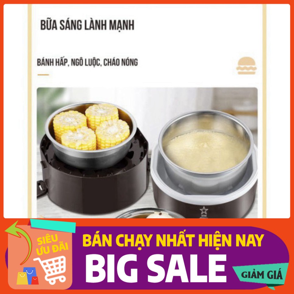 [FREE SHIP] Hộp Cơm Giữ Nhiệt 3 Tầng Hâm Nóng Thức Ăn Cắm Điện Bằng Inox Star Hot Lunch Box