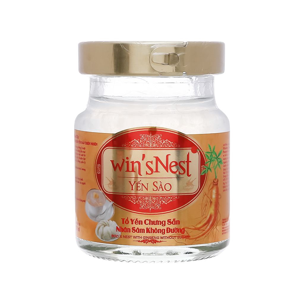 THÙNG 72 LỌ YẾN SÀO WIN'SNEST TỔ YẾN CHƯNG SẴN NHÂN SÂM KHÔNG ĐƯỜNG (70ML/LỌ)