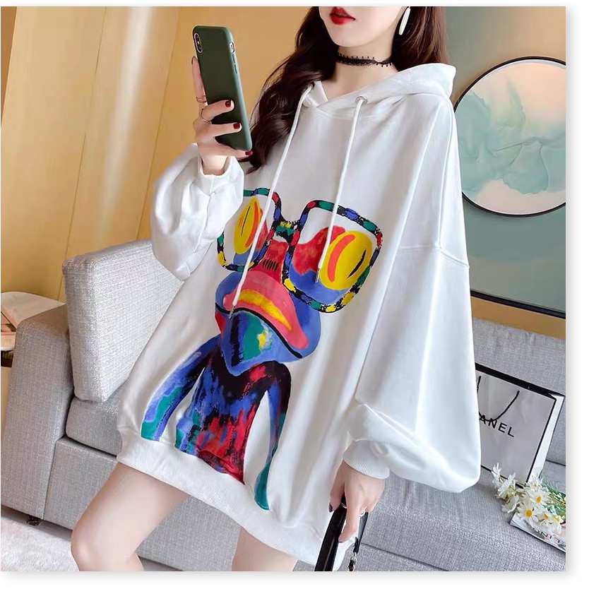 ÁO HOODIE NỮ FOM RỘNG PHỐI HẠO TIẾT ẾCH BẢY MÀU HÀNG CAO CẤP
