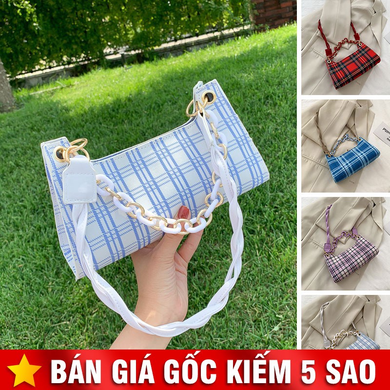 Túi Kẹp Nách Caro Phối Xích Quai Xoắn P1799